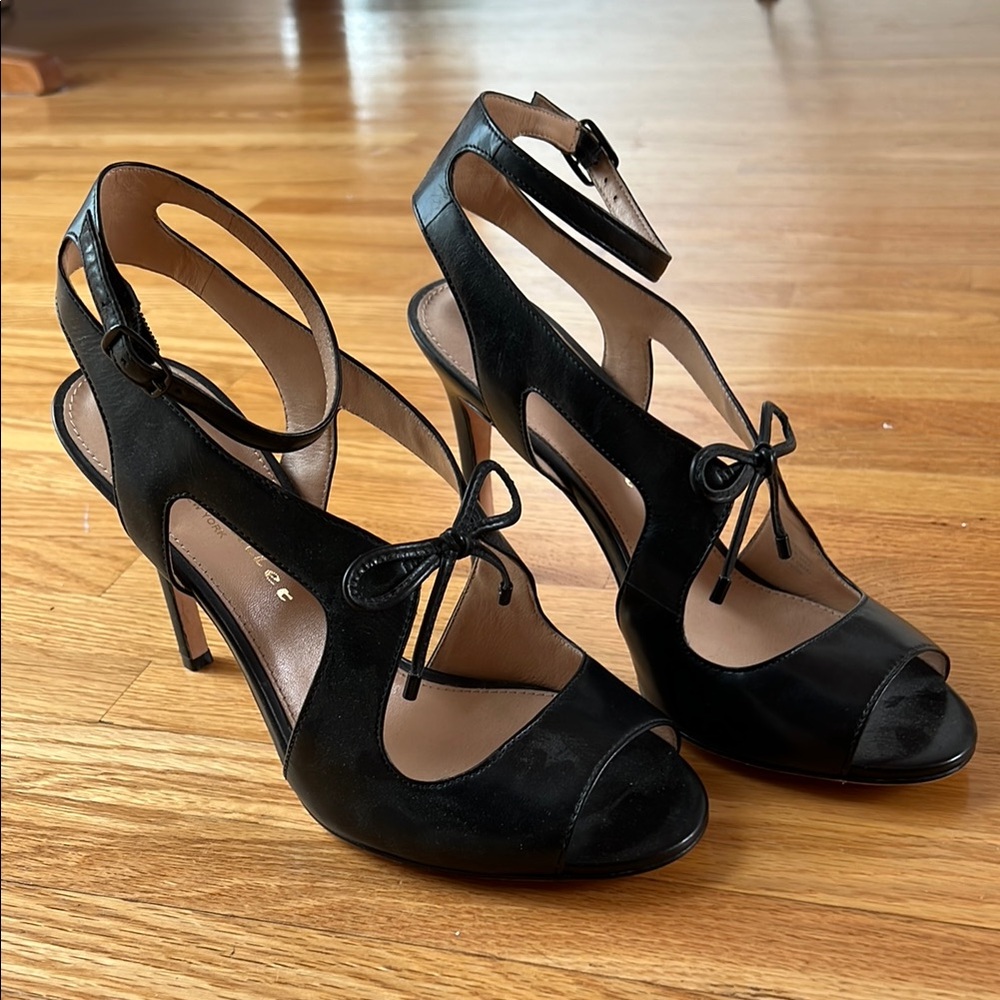 Bettye Muller Black Stiletto Heels with Peep-Toe Design